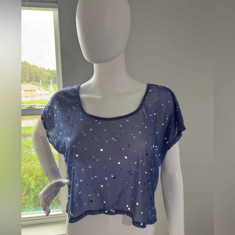 Charlotte Russe Navy Sequin Blouse